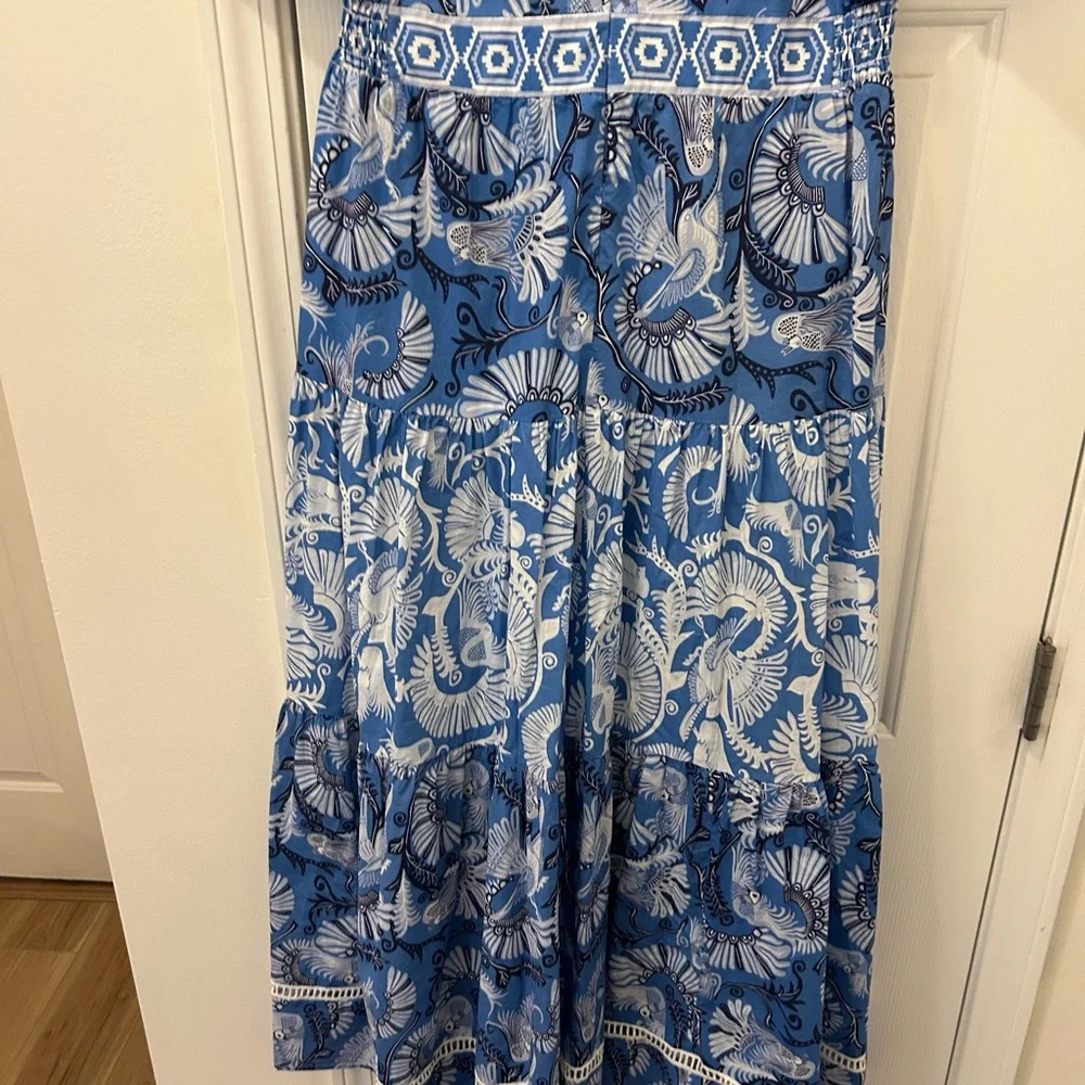CK Bradley Annabelle Dress Size L Blue Floral Maxi Dress - Picture 5 of 10